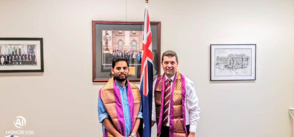 Australian MP and Shadow Minister Hon Nick Wakeling appreciates young Mountaineer Amgoth Tukaram