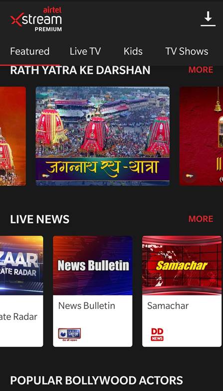 Airtel XStream app to LIVE stream Rath Yatra 2020 Airtel mobile and broadband customers can now watch the proceedings on their smartphones and tablets by simply installing the FREE Airtel Xstream app