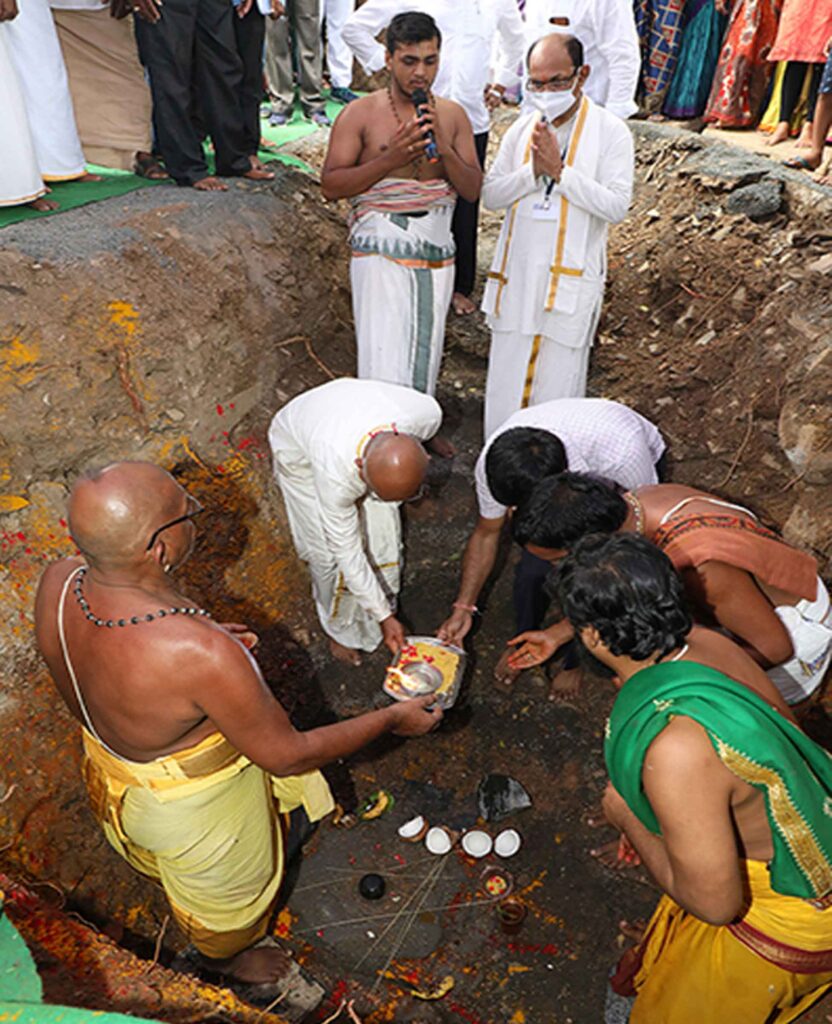 FOUNDATION STONE LAID FOR SRI RAMALAYAM WORKS BY EO