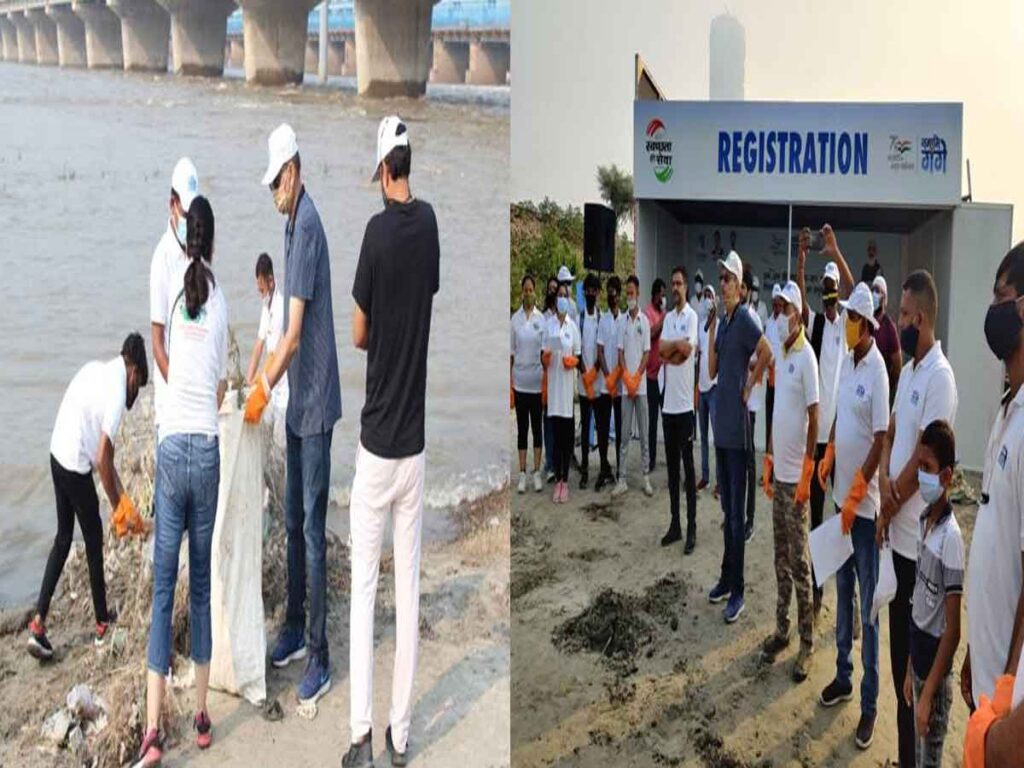 Cleanliness Drive organized on Yamuna Ghat by NMCG on Gandhi Jayanti 