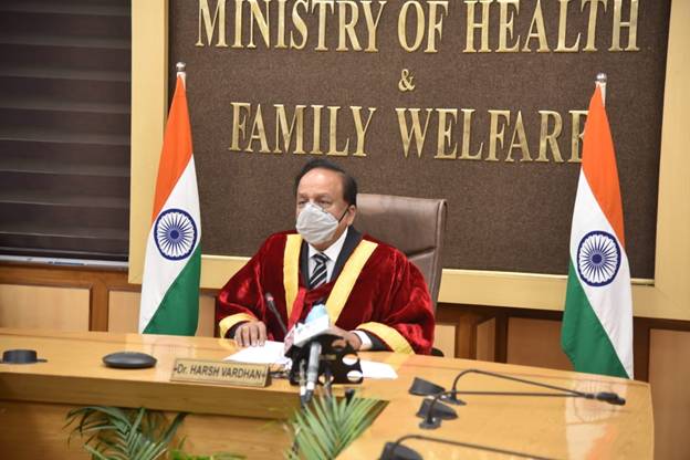 Dr Harsh Vardhan digitally addresses the students of Ramachandra Medical College, Chennai on their convocation ceremony