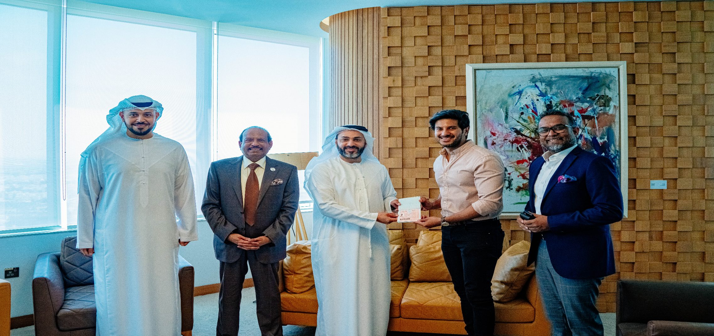 Popular Malayalam Actor Dulquer Salmaan receives UAE's Golden Visa in Abu Dhabi